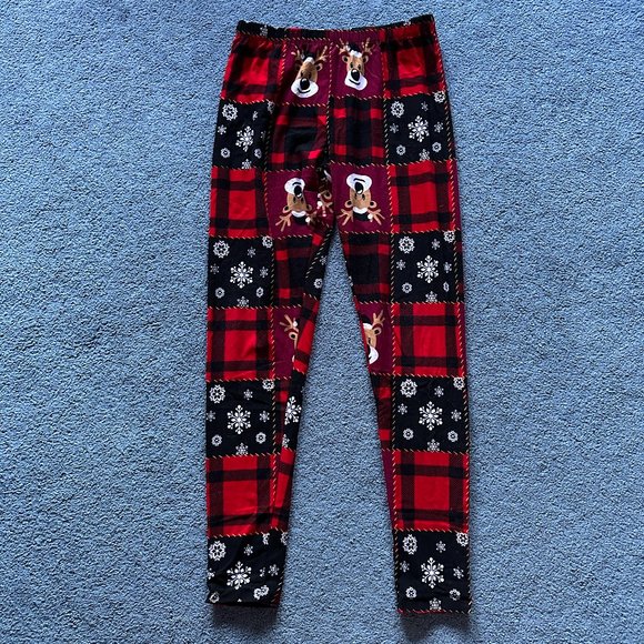 No Boundaries Other - No Boundaries Women's Black & Red Reindeer Snowflake Pajama Pants Medium 7-9